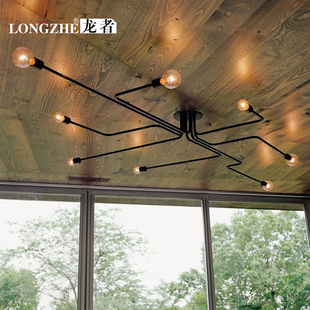 复古工业风铁艺卧室吸顶灯 美式乡村创意个性唯美怀旧咖啡店灯具