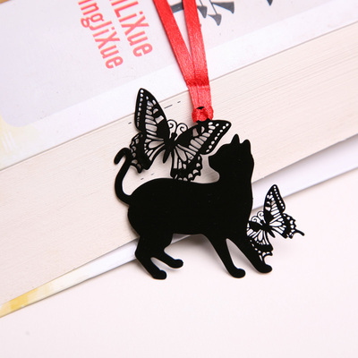 碳墨轩中国风创意高档黄铜书签系列萌猫系列之蝴蝶猫送礼自用佳品