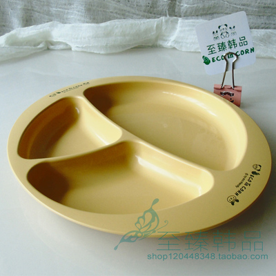 韩国小熊EcoinCorn玉米淀粉儿童椭圆分格零食盘婴幼儿宝宝餐具