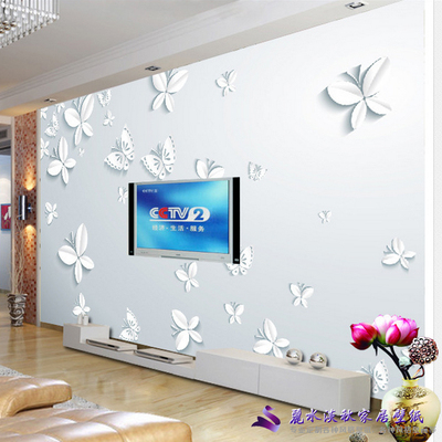 丽水淡秋客厅电视背景墙壁纸壁画无纺布现代简约立体花电视墙纸