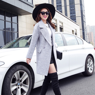 2015秋季新款时尚气质修身韩版简洁显瘦毛呢大衣