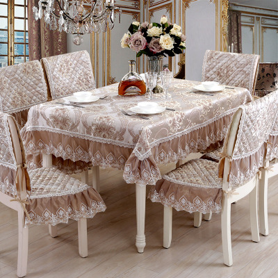 欧式餐桌布盖布茶几布圆桌台布蕾丝桌旗长方形桌布椅套椅垫套装