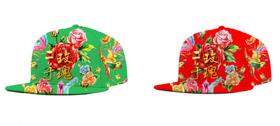 老帽儿——[红配绿]系列之二手玫瑰单元 立体刺绣 滑板帽 棒球帽