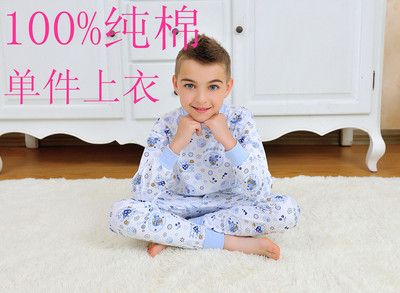 促销男女童套装 纯棉 中大童睡衣 家居服 空调服儿童内衣单件上衣