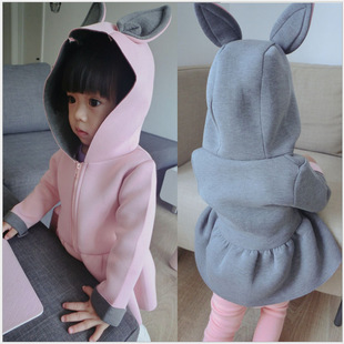 童装2016韩版新款秋装女童宝宝时尚空气层兔子外套
