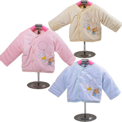 0-1岁婴幼儿水晶绒偏襟棉服男女宝宝纽扣对门加厚棉袄2件包邮