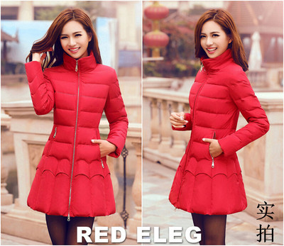 2015冬季新款韩版修身显瘦棉服女装中长款加厚棉衣外套女装