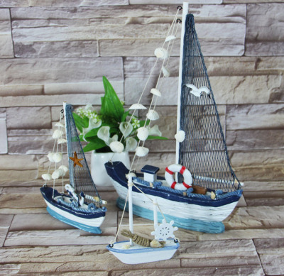 地中海风格帆船模型桌面小摆件工艺品摆设创意家居装饰品 包邮