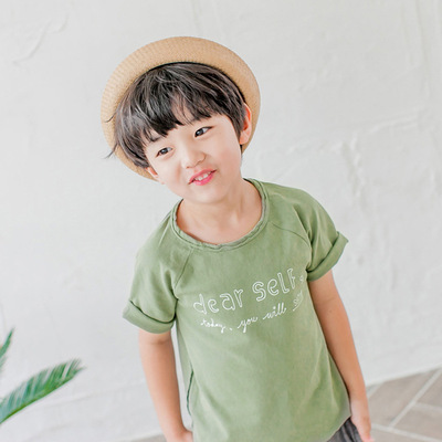 2016韩版童装男童夏季新品T恤纯棉圆领儿童时尚印花男女童短袖衫