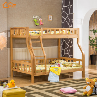 榉木子母床 高低/子母床进口全实木床环保儿童上下床双层床A03