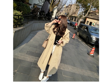 新款韩版中长款长袖女士风衣外套秋季女装学生精美款