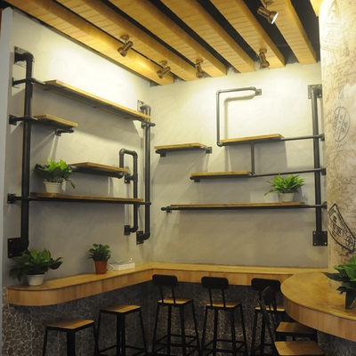创意loft美式铁艺复古工业风格水管置物架壁挂展示架书架个性隔板