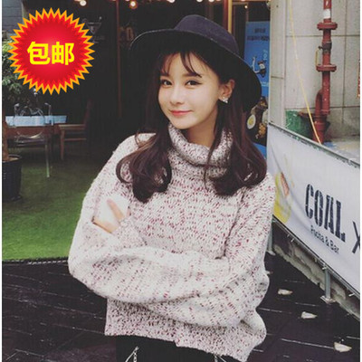 韩版女装毛衣货源2015秋冬新款高领彩色针织长袖毛衣女