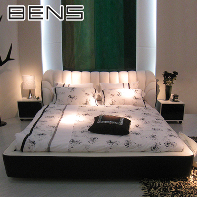 BENS皮床现代简约真皮床欧式床双人床1.8米婚床软床床类家具9222S