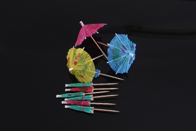 秒杀花纸伞水果叉小纸伞签蛋糕鸡尾酒装饰伞水果签雨伞花签约20个
