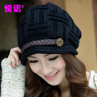 悦诺冬季韩版女士毛线帽 冬天潮护耳保暖月子帽 时尚可爱针织帽