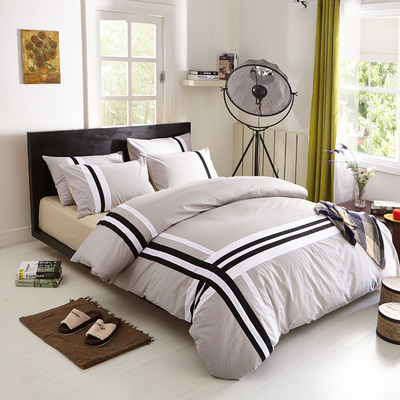 简约床上用品纯棉全棉4四件套时尚休闲床品床单被套斜纹1.8 2.2
