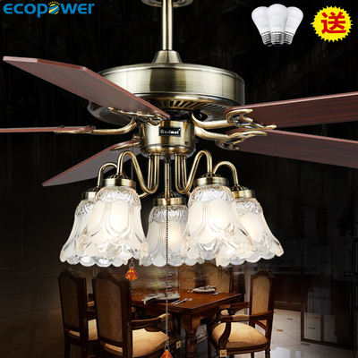 美式餐厅客厅风扇灯电扇灯具中式复古带风扇的吊灯欧式家用吊扇灯