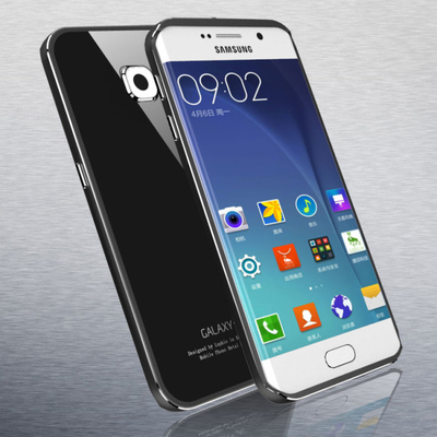 三星Galaxy S6 EDGE手机壳G9250金属边框钢化玻璃盖S6曲面保护套