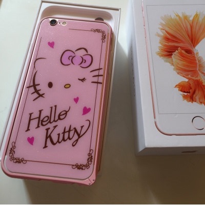 苹果iPhone6plus凯蒂钢化玻璃膜Kitty猫KT卡通彩膜5s全屏覆盖贴6s