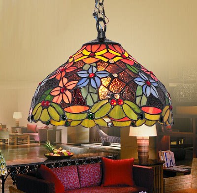 蒂凡尼高档艺术玻璃吊灯地中海咖啡厅吊灯客厅茶馆餐厅卧室吊灯