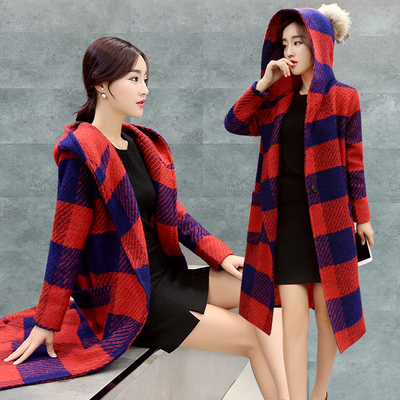 2015韩版新款时尚毛呢外套女韩范斗篷修身显瘦中长款加厚大码大衣