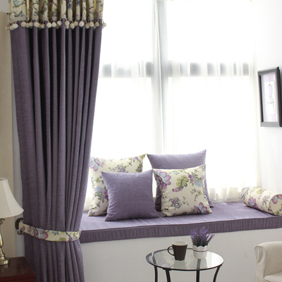 定制窗帘纯色欧式高档雪尼尔布料韩式田园卧室客厅薰衣草紫上源纺