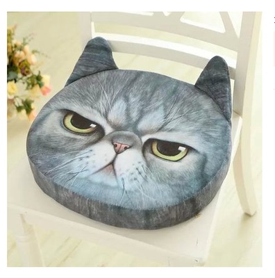 创意卡通坐垫椅子垫喵星人坐垫办公室加厚靠垫仿真3D眼猫咪可拆洗