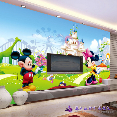 卡通动漫客厅电视背景墙壁纸壁画无纺布墙纸迪士尼米老鼠背景墙