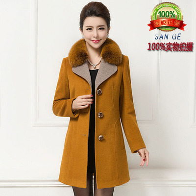 2015新款冬装羊毛羊绒大衣女中长款韩版修身高端妈妈装毛呢女外套