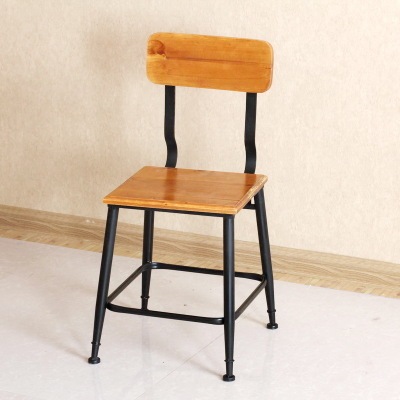美式复古铁艺椅子餐椅 铁艺实木靠背椅 做旧吧台椅高脚凳现货单人