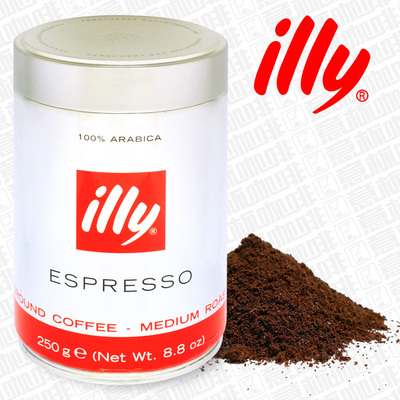 illy中度烘焙咖啡粉 意大利原装进口意式纯黑咖啡粉正品250g