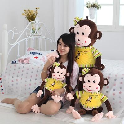 猴毛绒玩具公仔猴布娃娃抱枕生日礼物送女生爱贤猩猩国产PP棉桔色