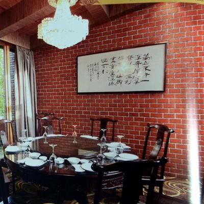 中式复古怀旧红砖墙喜庆红砖纹墙纸 茶楼饭店餐厅服装店背景壁纸