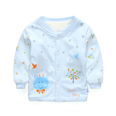 小灵宝2015冬装婴儿保暖内衣单件上衣开衫男女宝宝加绒加厚内衣