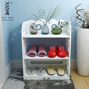 欧式鞋架简易多层实木塑板防尘鞋架镂空白色超大容量收纳鞋柜特价