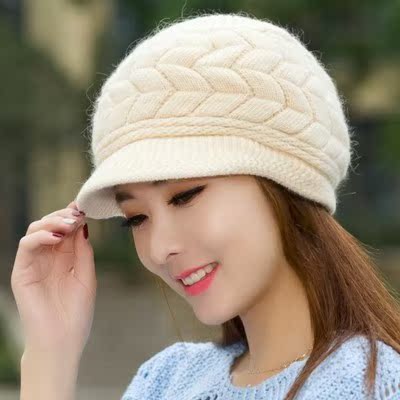 2014新款帽子韩版冬季毛线帽女士时尚护耳时装帽冬天保暖兔毛帽子