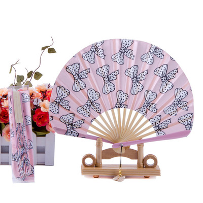 精美贝壳折扇 粉色漆边大刀扇 日式和风葵形女扇 扇子送扇坠扇套