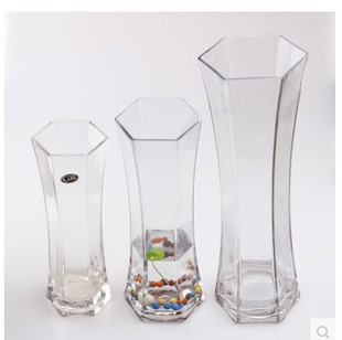 六角玻璃花瓶花盆水培植物 观音竹转运竹花瓶富贵竹水培花瓶包邮