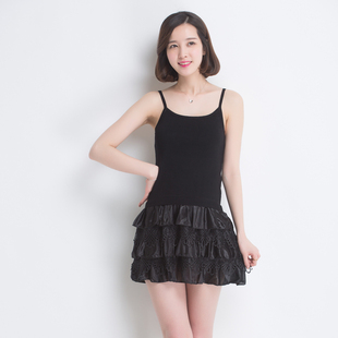 2015夏季新款女装吊带裙韩版蕾丝下摆拼接连衣裙女百搭打底短裙
