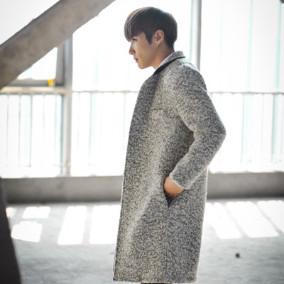 2015秋装新款原创男士复古长款大衣风衣韩版男潮羊绒毛呢男士外套
