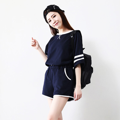 夏季睡衣女潮短袖短裤韩版时尚休闲宽松运动可外穿学生家居服套装