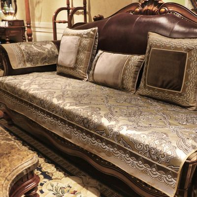 欧式奢华防滑皮沙发垫美式布艺沙发坐垫四季通用客厅组合座垫套巾