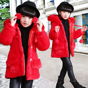 童装女童冬装仿皮草外套2015新款韩版中大童加厚毛毛衣小女孩上衣