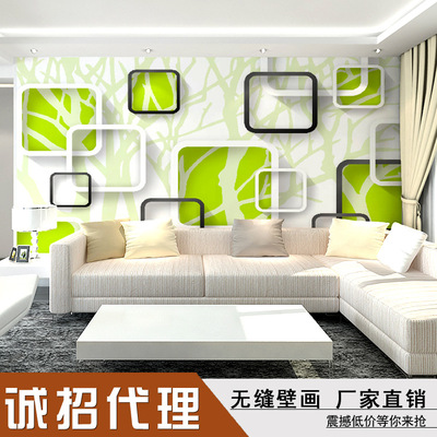 3D无缝大型壁画 电视沙发卧室背景墙壁画墙纸壁绿色时尚D-2