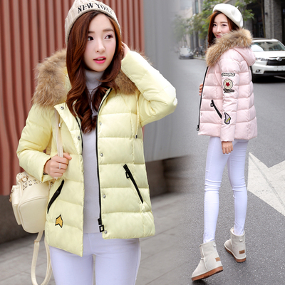 女式短款棉服2015冬装新款韩版修身女生外套加厚连帽气质图案棉袄