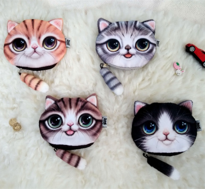 创意零钱包3D印花可爱猫咪卡通小钱包首饰包硬币包小收纳包卡包