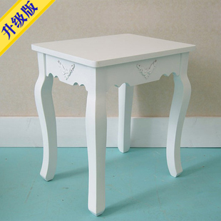现代田园凳子实木特价方凳白色烤漆创意矮凳欧式简约小凳子梳妆凳