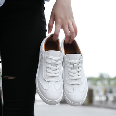 新款韩版小白鞋圆头浅口鞋休闲运动鞋平底鞋女系带低帮单鞋包邮