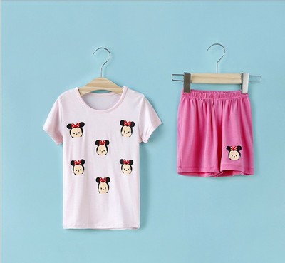 2015夏季童装儿童女童莫代尔棉短袖T恤短裤套装宝宝运动韩版新款
